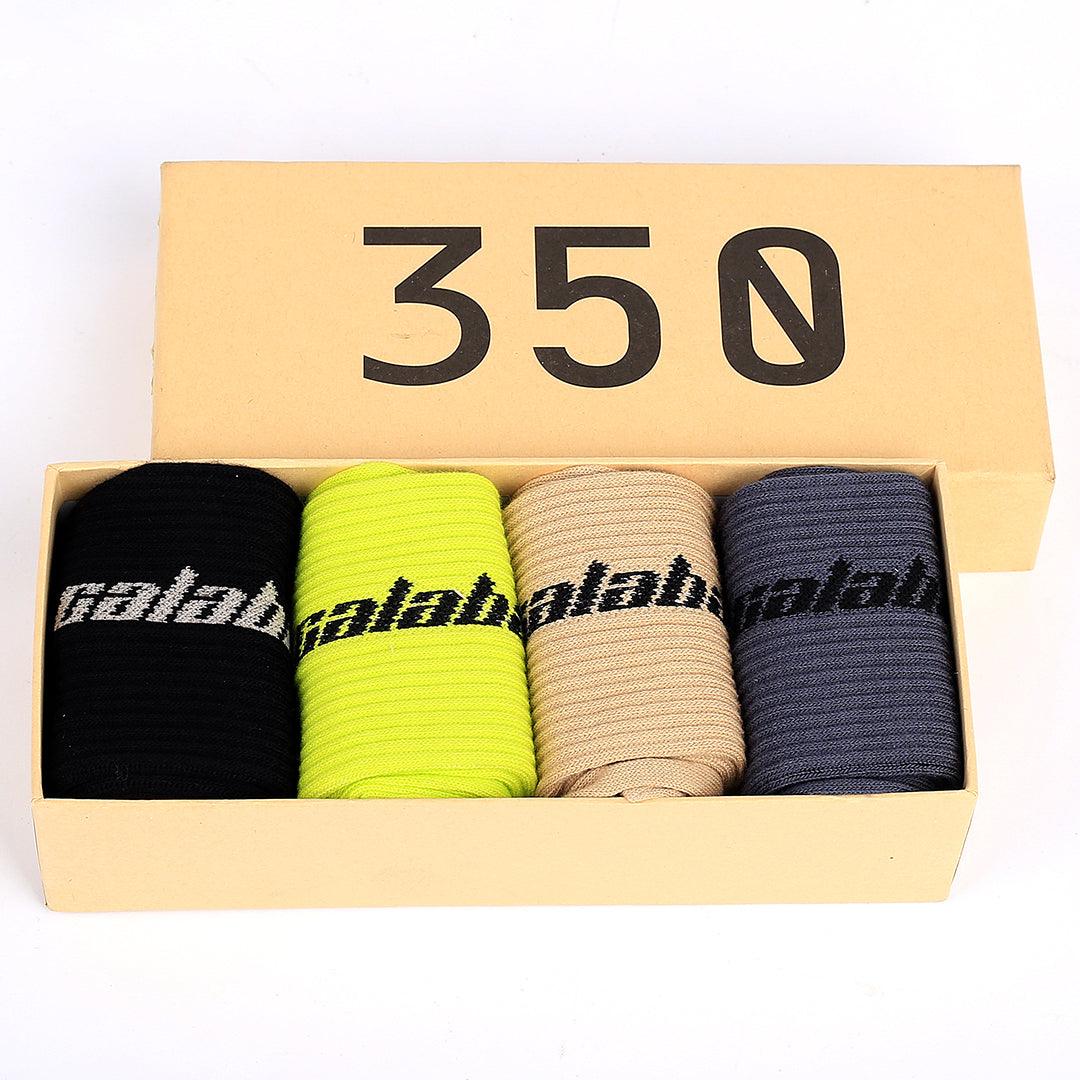 350S 4 In 1 Cotton Black, Lemon, Grey And Brown Calabasas Encrypted Socks - Obeezi.com