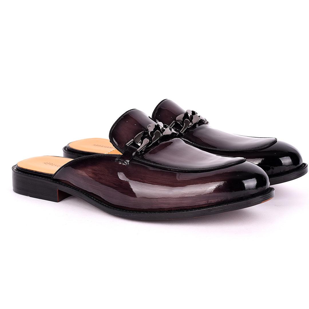 Abraham Mathias Glossy Leather Men's Half Shoe- Grey - Obeezi.com