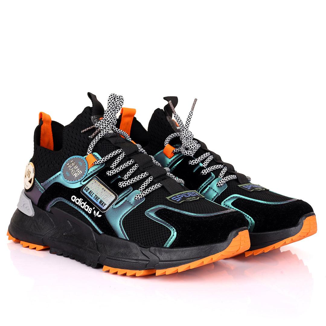 Adid Spider Multi-Coloured Logo Designed Sneakers - Black - Obeezi.com