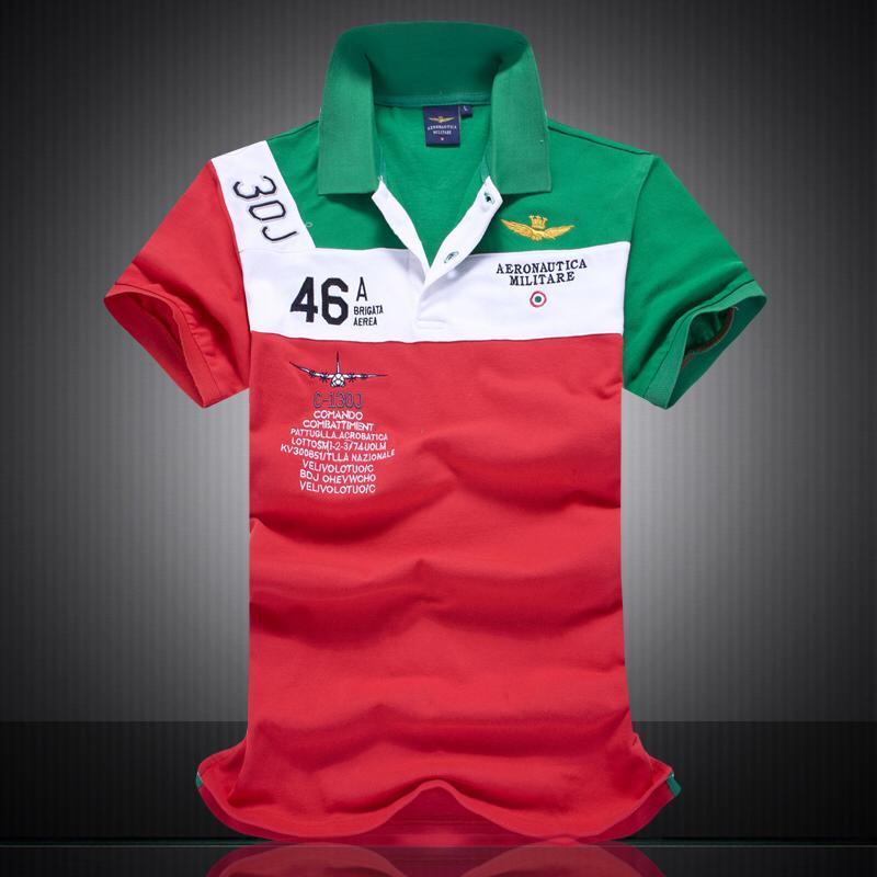 Aeronautica 46A Brigata Aerea Short Sleeve Shirt -Red,White,Green - Obeezi