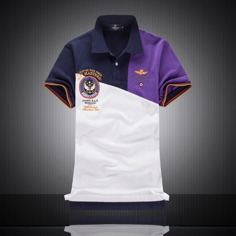 Aeronautica Helicopter Task Force Short Sleeve Shirt Polo-Navy Blue-White - Obeezi