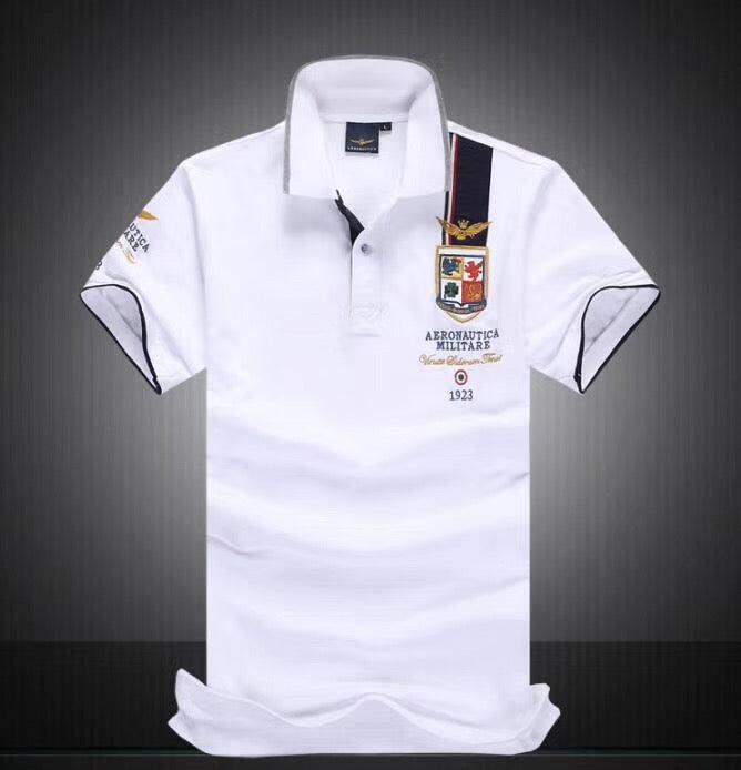Aeronautica Millitare Virtue Siderum Tenus White Shortsleeve Polo - Obeezi