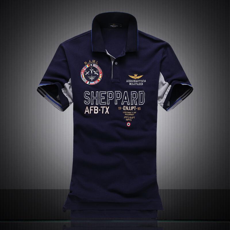 Aeronautica Sheppard Navy Blue Short Sleeve Polo - Obeezi