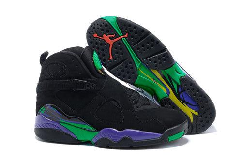 Air Jordan 8 Retro High top Basketball Sneaker Black Purple Green - Obeezi