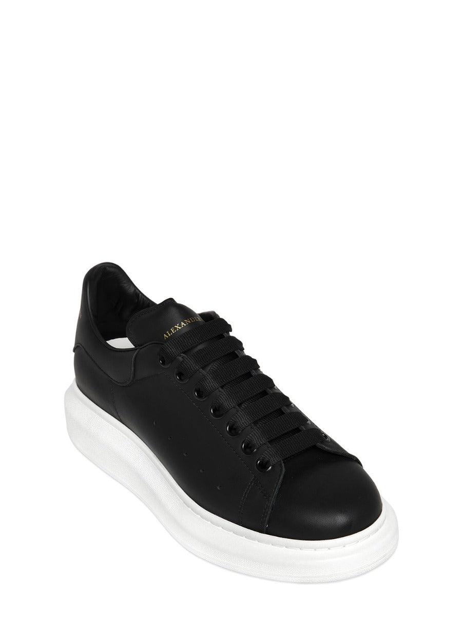 Alexander Mcqueen 45mm Leather Platform Black and White Sneakers - Obeezi