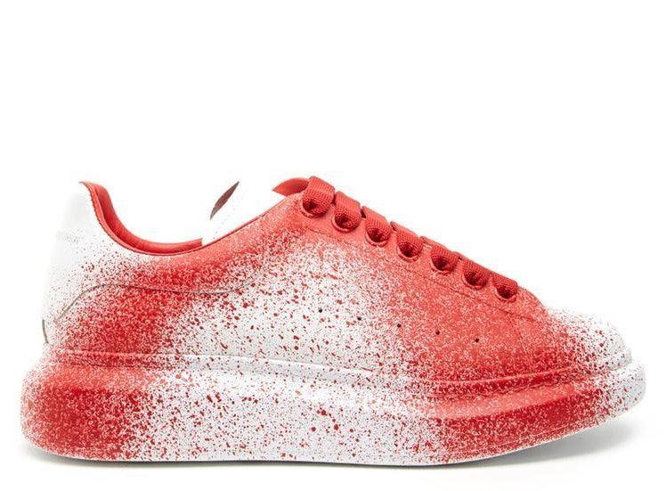 ALEXANDER MCQUEEN Chunky Red Spray Paint White Sneakers - Obeezi