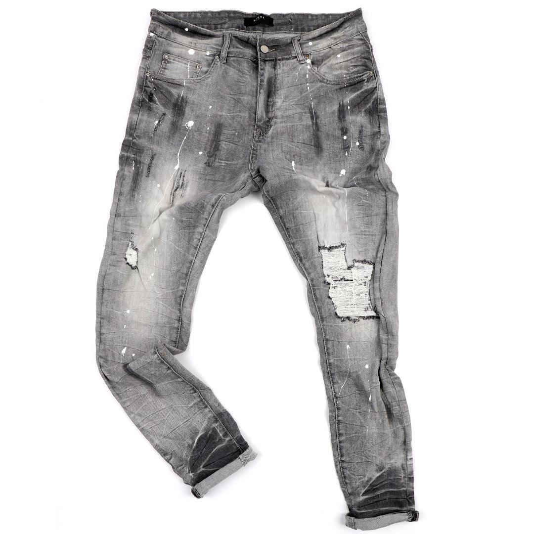 Ami Authentic Men's Ripped Jeans- Black - Obeezi.com