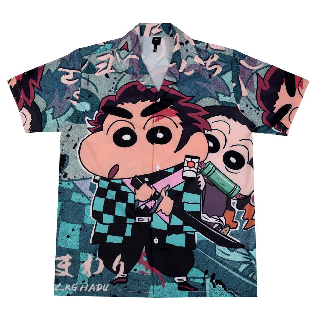 Animated Swordman Designed Green Aloha Shirt - Obeezi.com