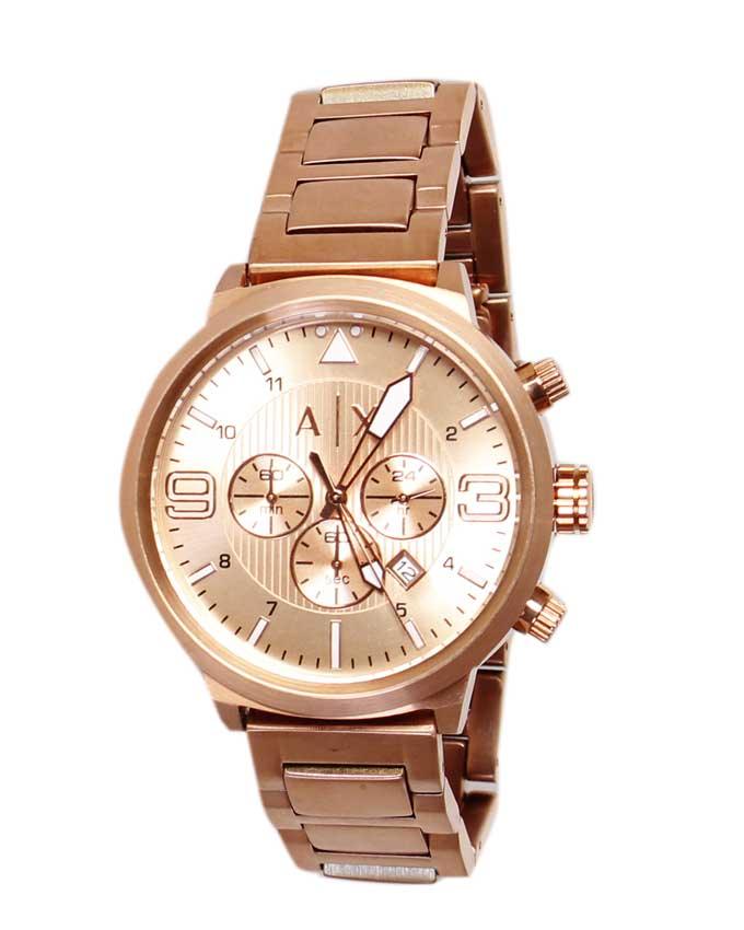 Armani Exchange AX1368 ATLC Rose Gold Tone Sunray Dial Men's Chronograph Watch - Obeezi.com