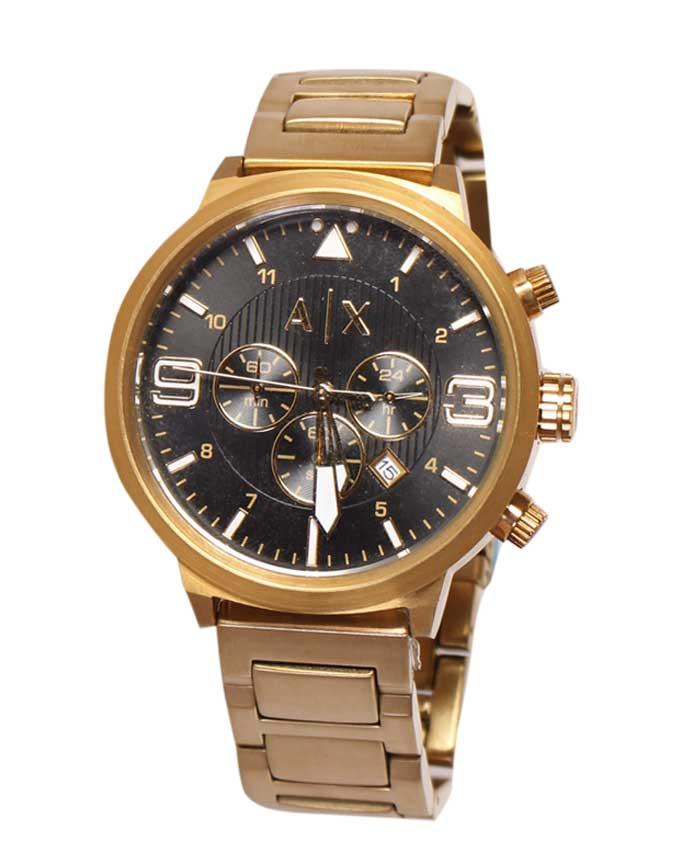 Armani Exchange Black Dial Gold Tone Sunray Dial Men's Chronograph ... - Obeezi.com