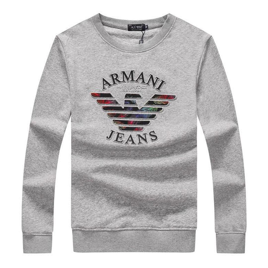 Armani Jeans Color Monogram Logo Sweatshirt-Ash - Obeezi