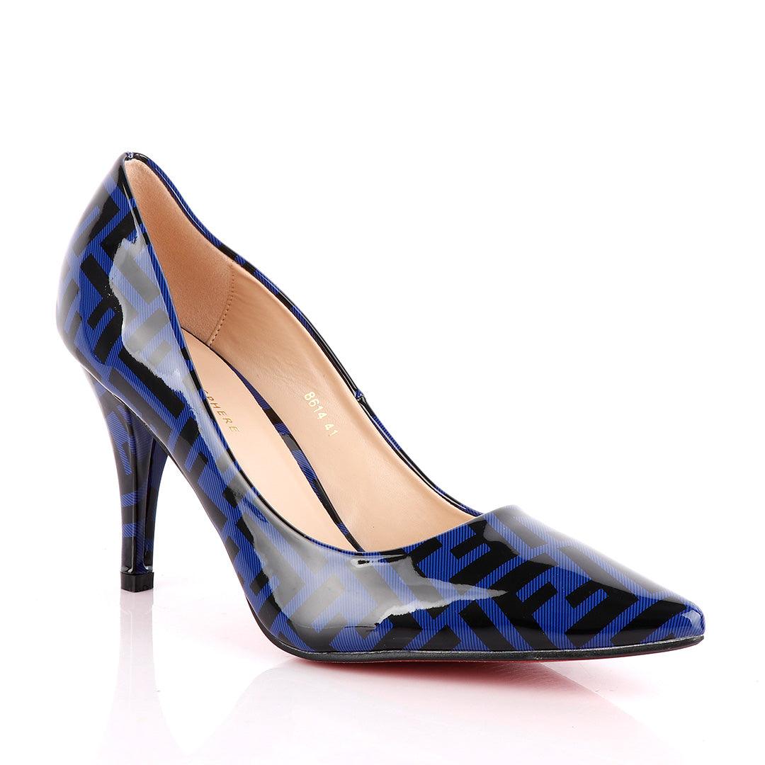 Atmosphere Wetlips Classic Blue Thick High Heel Women's Shoe - Obeezi