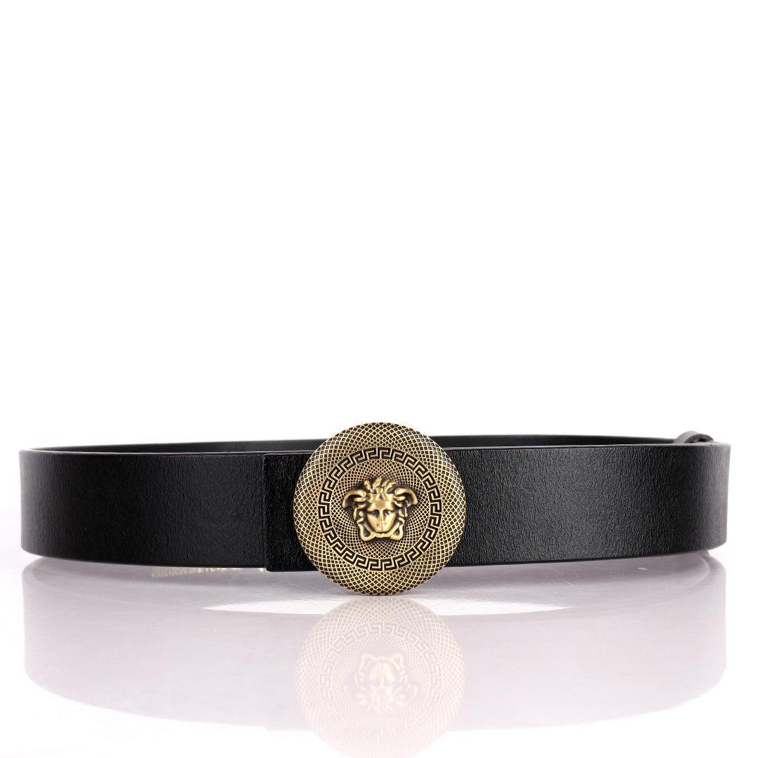 Authentic Men's Versace Medusa Leather Black Belt - Obeezi.com