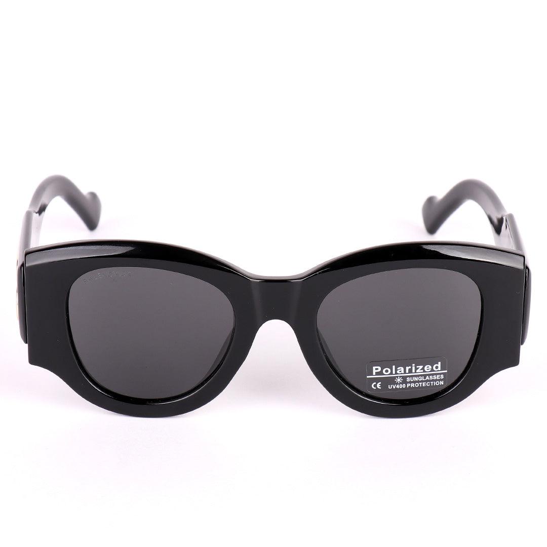 Balenciaga Gold Logo Designed Quality All Black With Polarized Lens Sunglasses - Obeezi.com