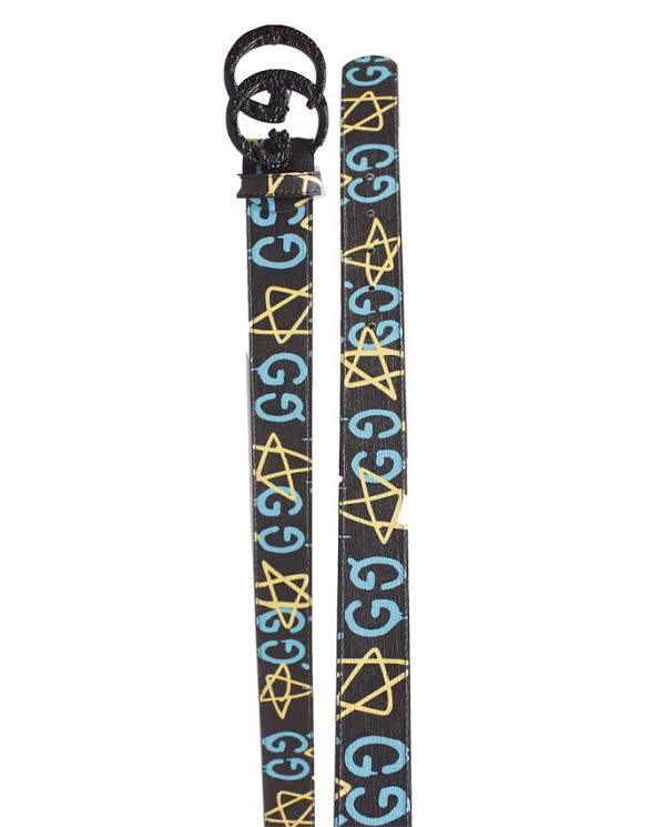 Belts With Genuine Fashion Print Black Buckle Blue - Obeezi.com