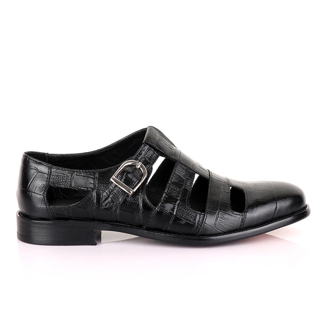 Berluti striped leather Men's Shoe-Black - Obeezi