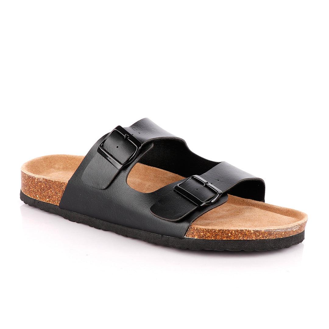 Big Brave 'Birkenstock' Arizona Footbed Double-Strap Sandal Slippers-Black - Obeezi