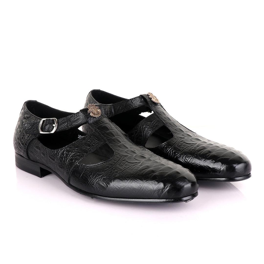 Billionaire Exotic Hippo Black Cover Leather Shoe - Obeezi