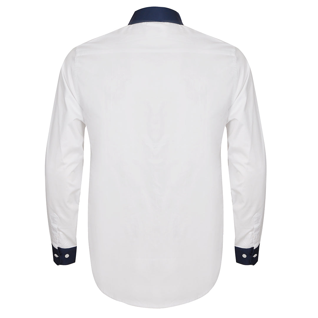 Blocked Stripped White Navy Blue Long Sleeve - Obeezi.com