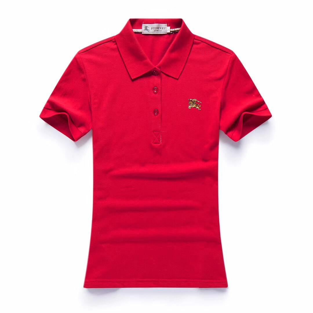 Burberry Custom Fit Ladies Short Sleeve Polo-Red - Obeezi