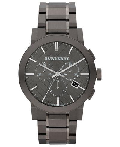 Burberry Men's Chronograph Ion Plated Stainless Steel Bracelet 42mm BU9354 -Black - Obeezi.com