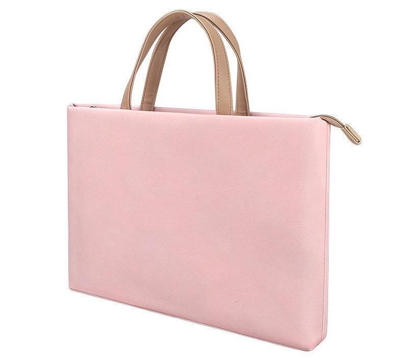 Business And Casual Soft Leather Laptop Bag- Pink - Obeezi.com