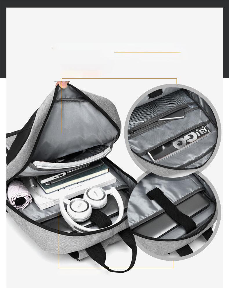 Business Large Capacity Laptop Backpack With USB Charging Port-Grey - Obeezi.com