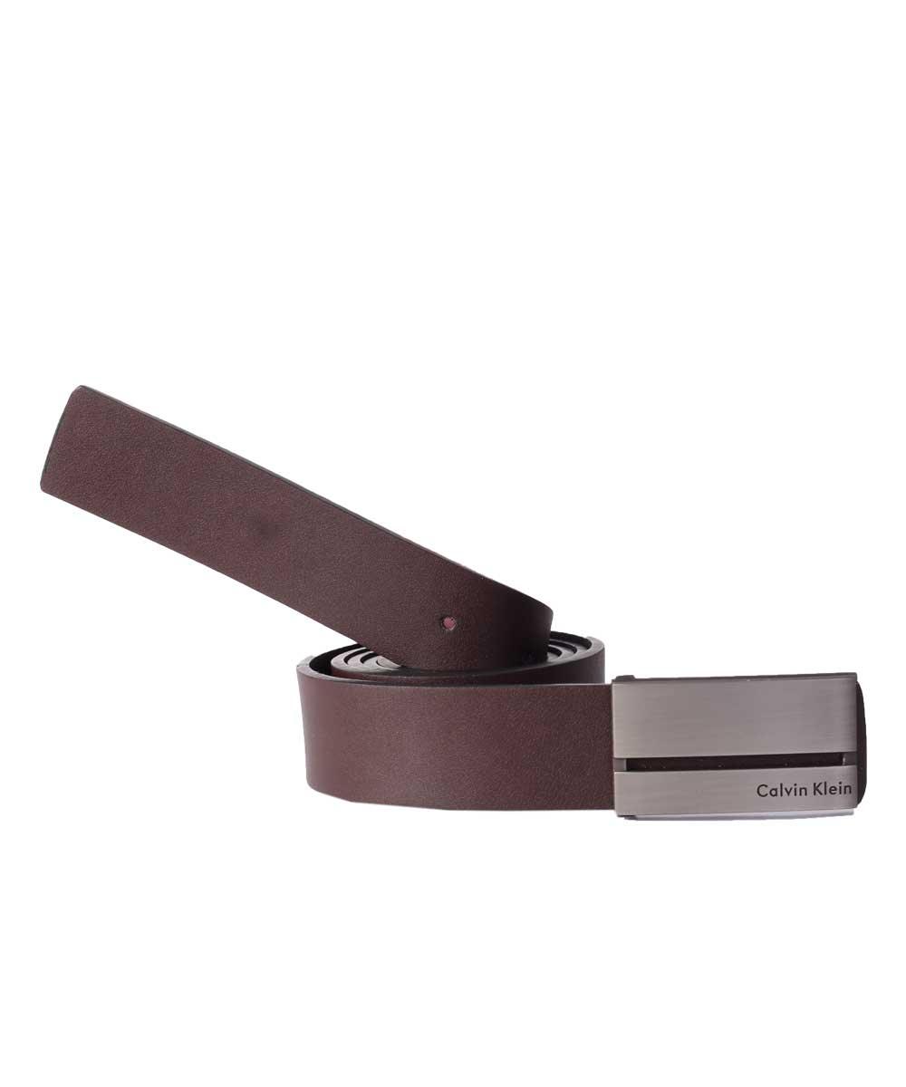 Calvin Klein CK Ceinture Homme Buckle Brown Leather Belt - Obeezi.com