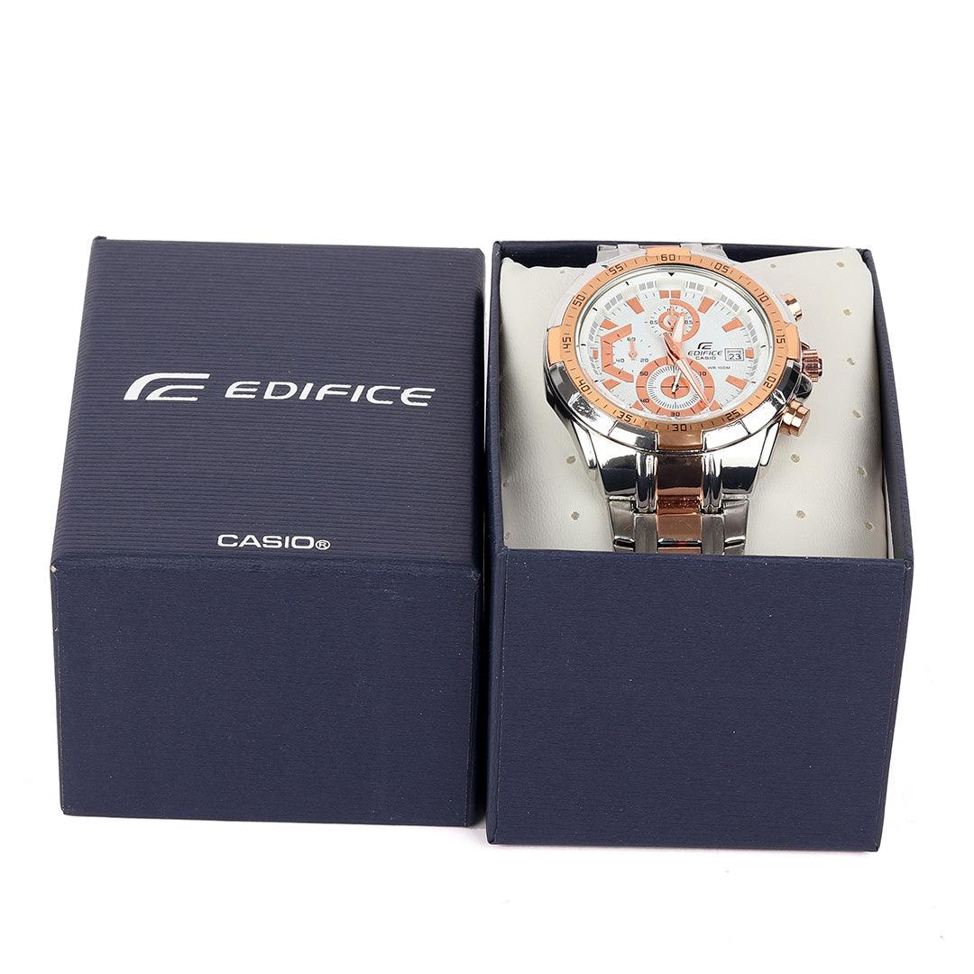 Casio Edifice Efr Stainless Silver and Gold Steel Gent Watch - Obeezi.com