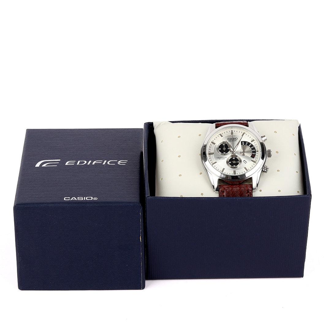 Casio Edifice Women's Brown Leather Strap Chronograph Watch - Obeezi.com