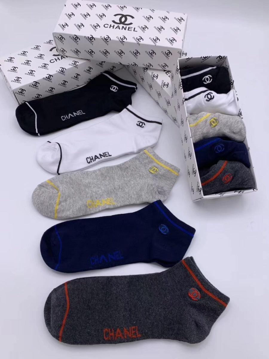 Channel Crested 5 Pack Black Navy Blue White Grey Ash Socks - Obeezi.com