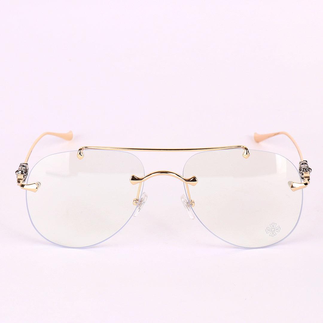 Chrome Hearts Aviator Gold Metal Rimless Glasses - Obeezi.com