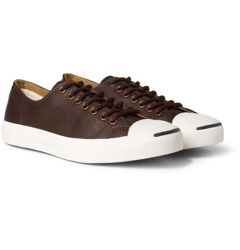 Converse Chocolate Jack Purcell Ox Velcro Low Top Leather Sneakers - Obeezi