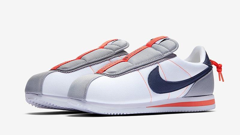 Cortez Basic Slip White Thunder Blue Wolf Grey Orange Sneaker - Obeezi