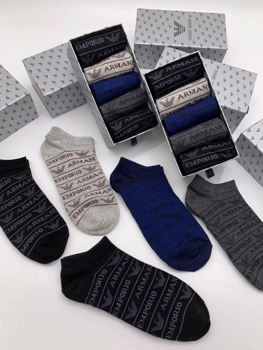 Design 5Pairs Black Navy Blue White Grey Ash Socks - Obeezi.com