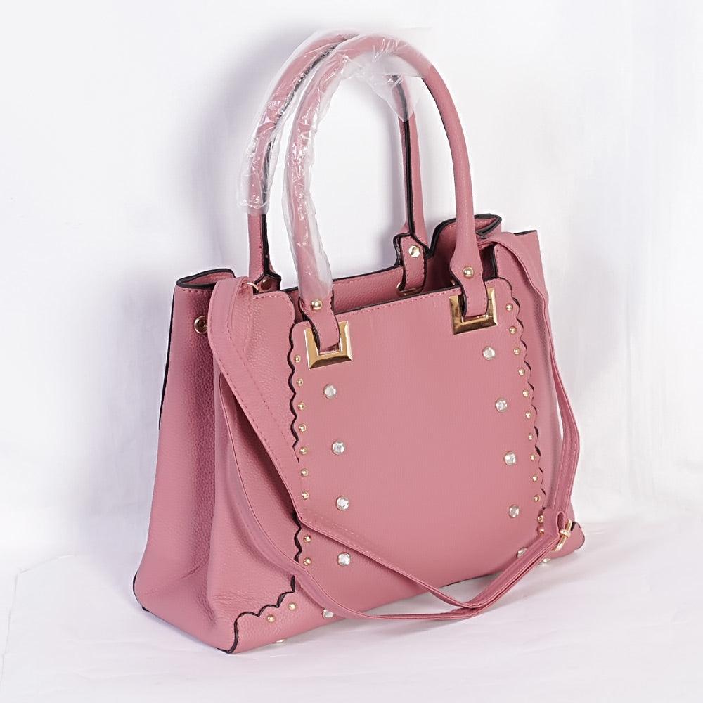 Dreubea Women's Leather With Details HandBag -Pink - Obeezi.com