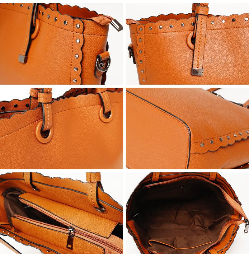 Dreubea Women's Leather With inner HandBag -Coffee - Obeezi.com