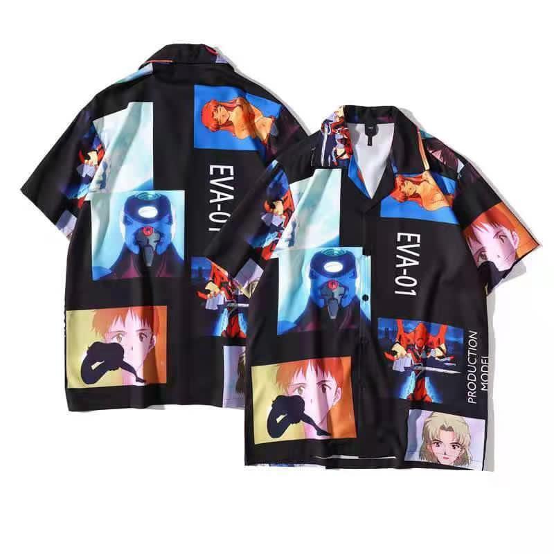 Eva-01 Animated Men's Black Aloha Shirt - Obeezi.com