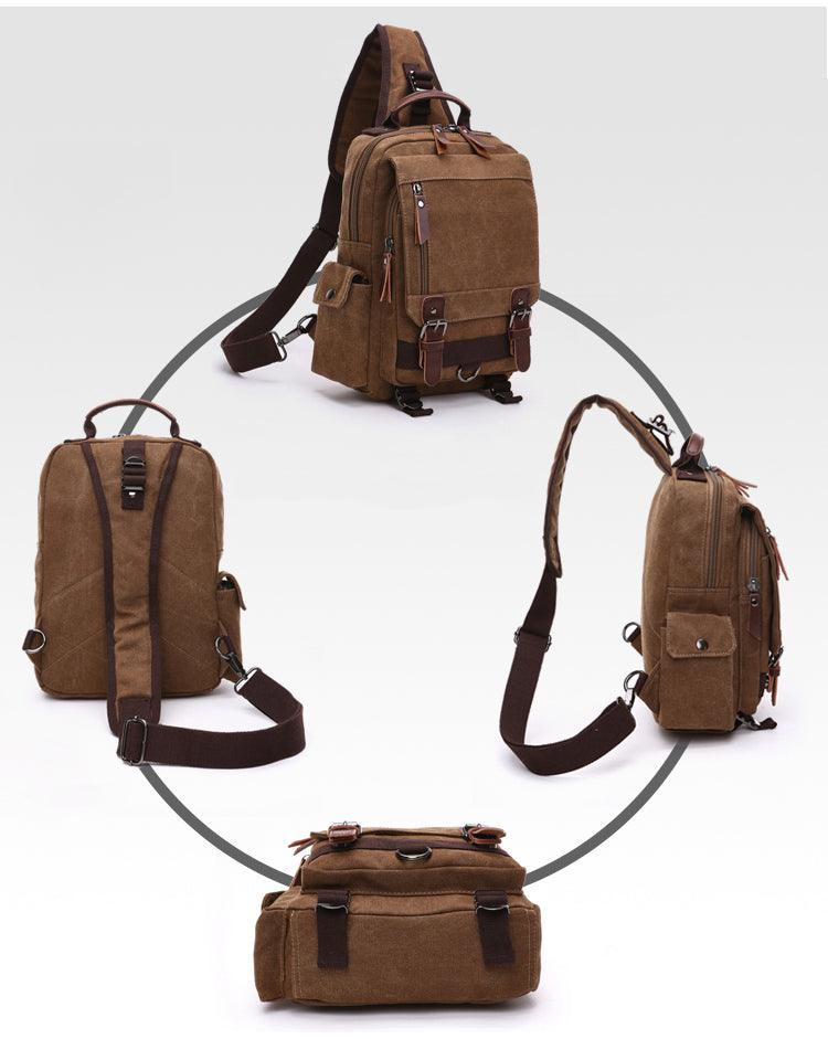 Exquisite Outdoor Canvas Crossbody Bag Travel Shoulder Bag- Coffee - Obeezi.com