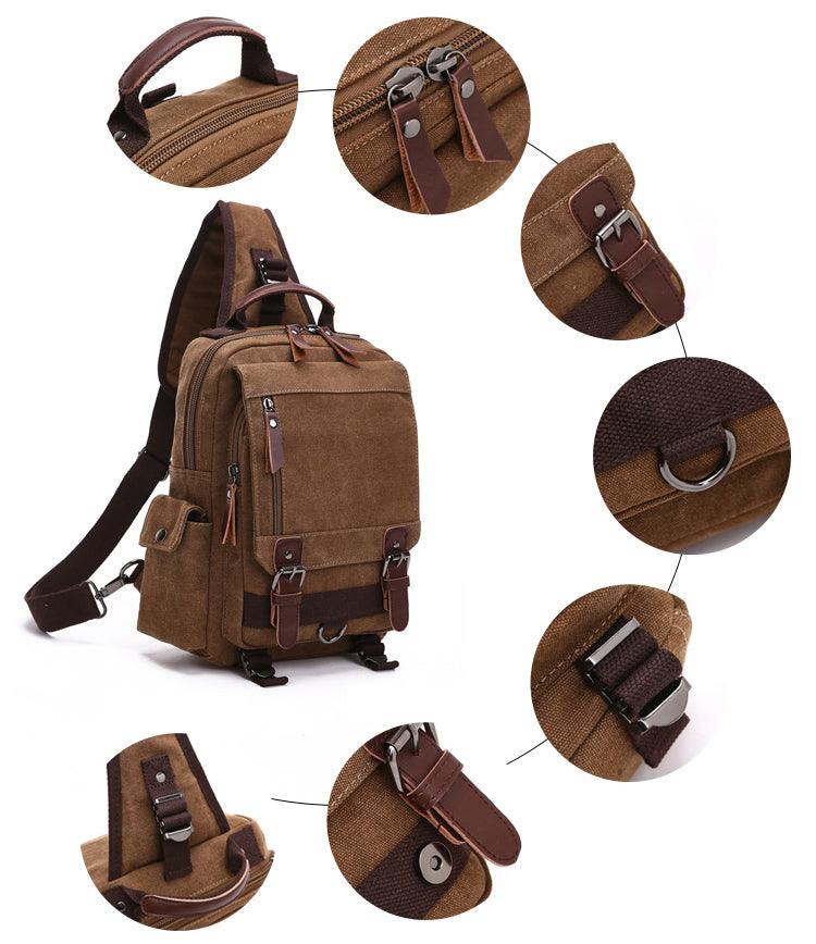 Exquisite Outdoor Canvas Crossbody Bag Travel Shoulder Bag- Wine - Obeezi.com