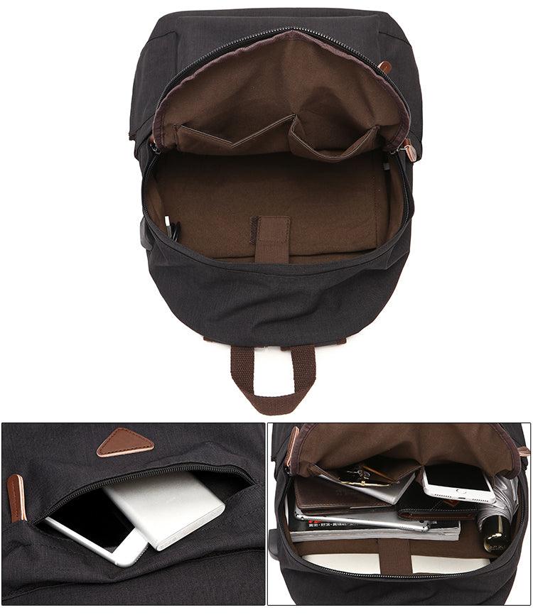 Fashion Casual Business Computer Backpack With USB Charging Port-Grey - Obeezi.com