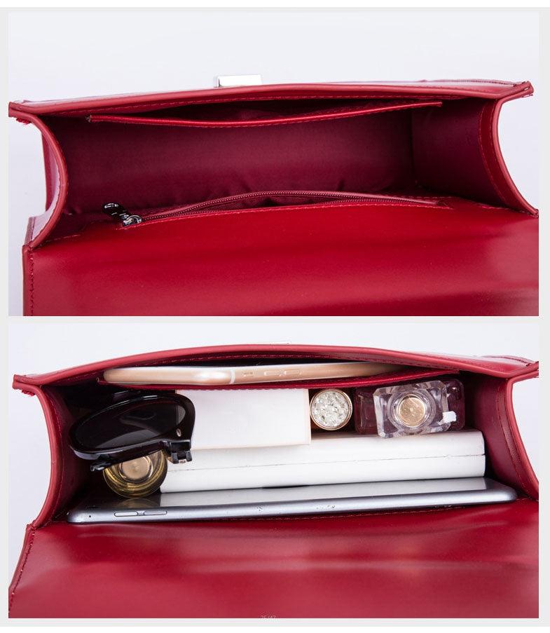 Fashion Women Tote With Scarf Elegant Handbag Red - Obeezi.com