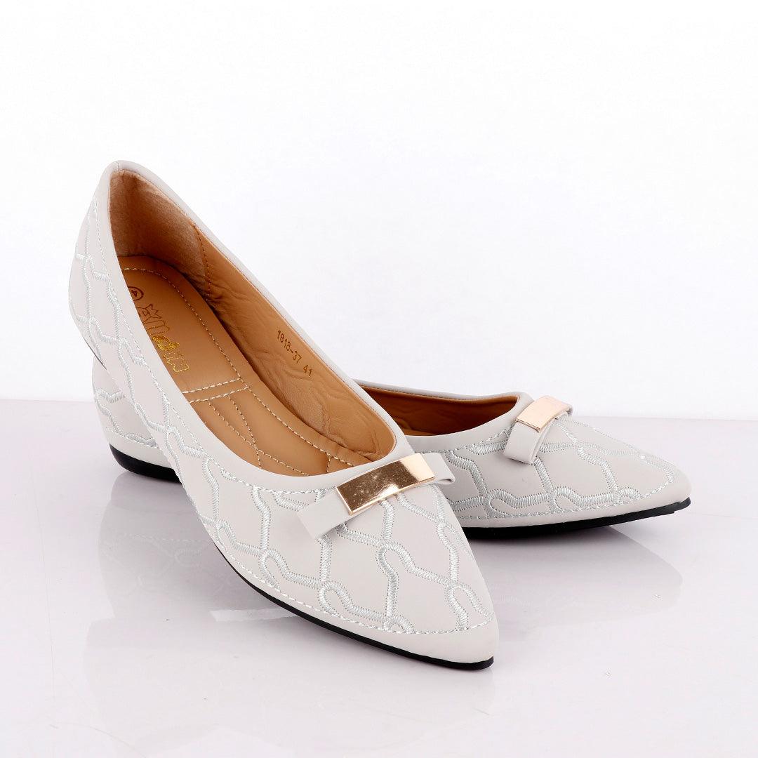Fashionable Classic Office Woman's Flat Grey shoe - Obeezi