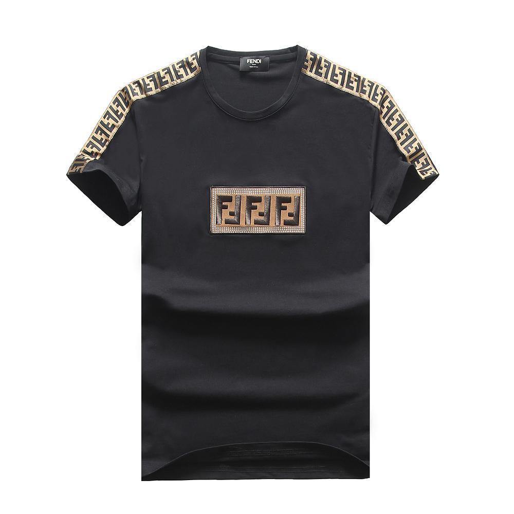 Fendi Customized T shirt with Brown Blinks-Black - Obeezi