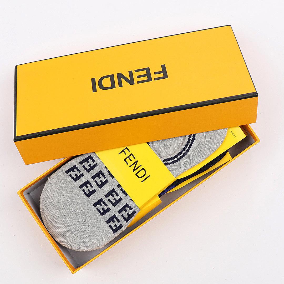 Fendi foot 5 In 1 Black Grey White Navy Blue Ash socks - Obeezi.com