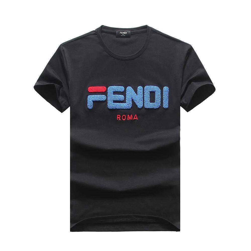 Fendi Roma Embroided T Shirt- Black - Obeezi
