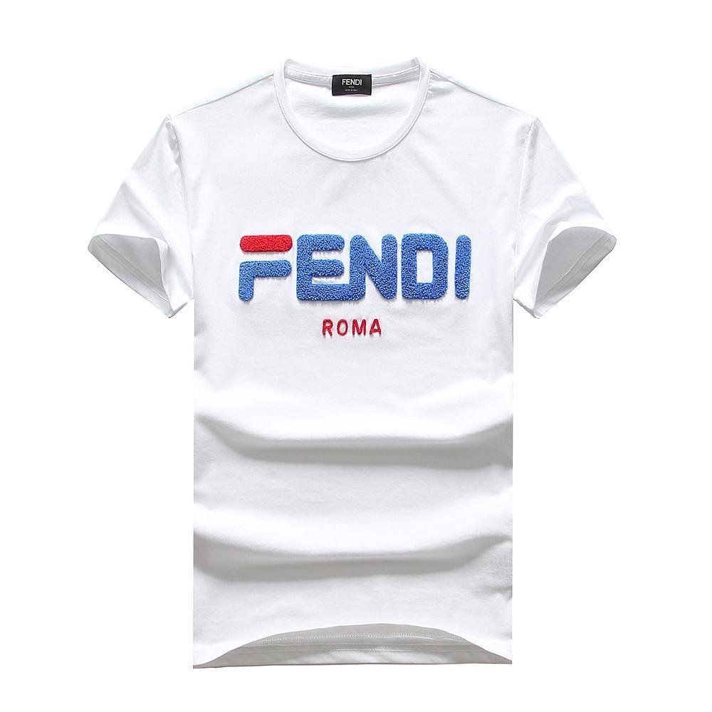 Fendi Roma Embroided T Shirt- White - Obeezi