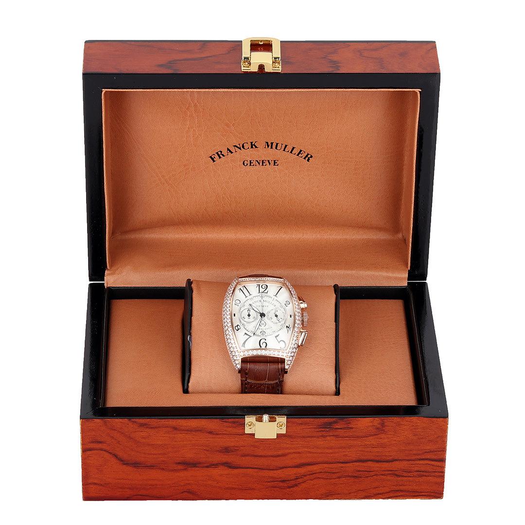 Frank Muller Geneve Iced Head Brown Leather Watch - Obeezi.com