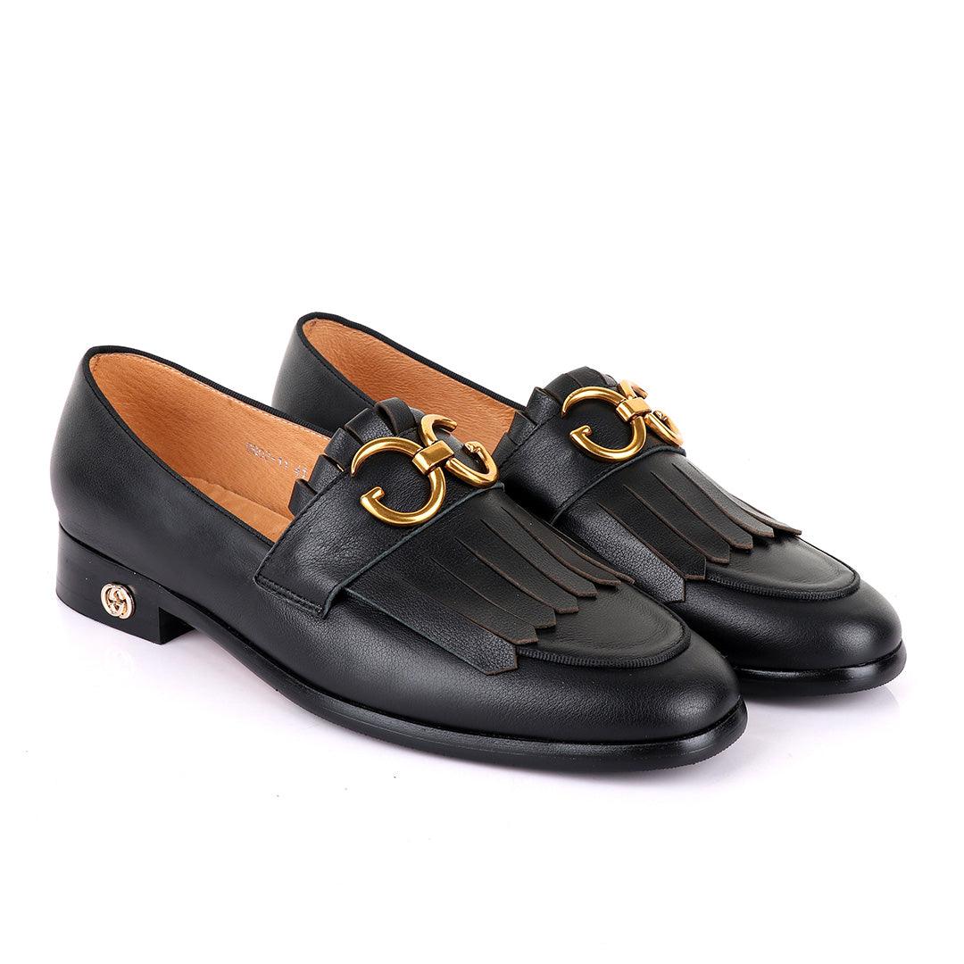 GC Luxury Crown Lashes Black Leather Shoe - Obeezi