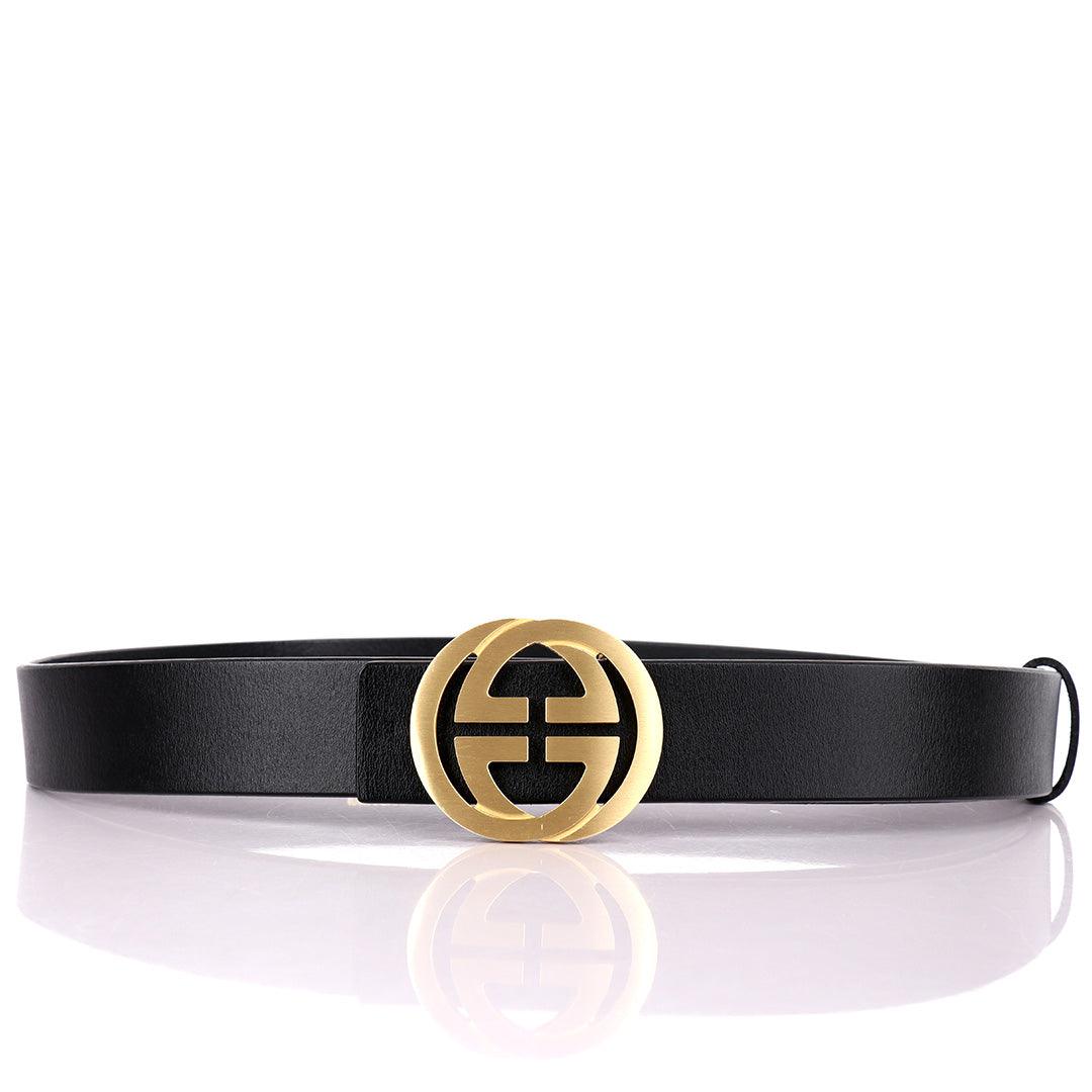 GC Round Edge Plaque Buckle Belt-Black - Obeezi.com